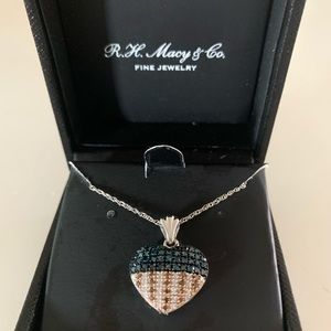 American Flag Heart Diamond Necklace